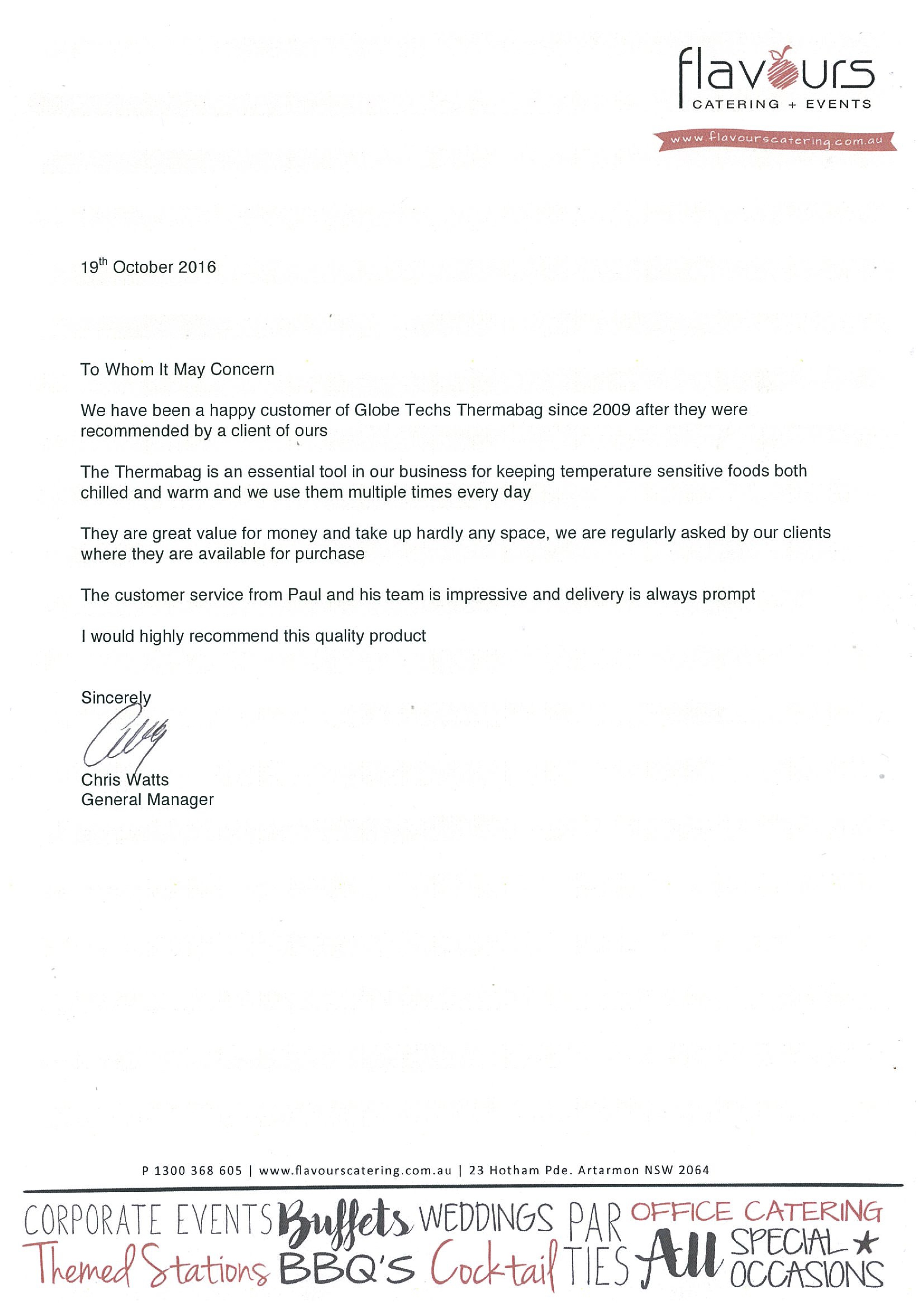 Flavours Catering Testimonial